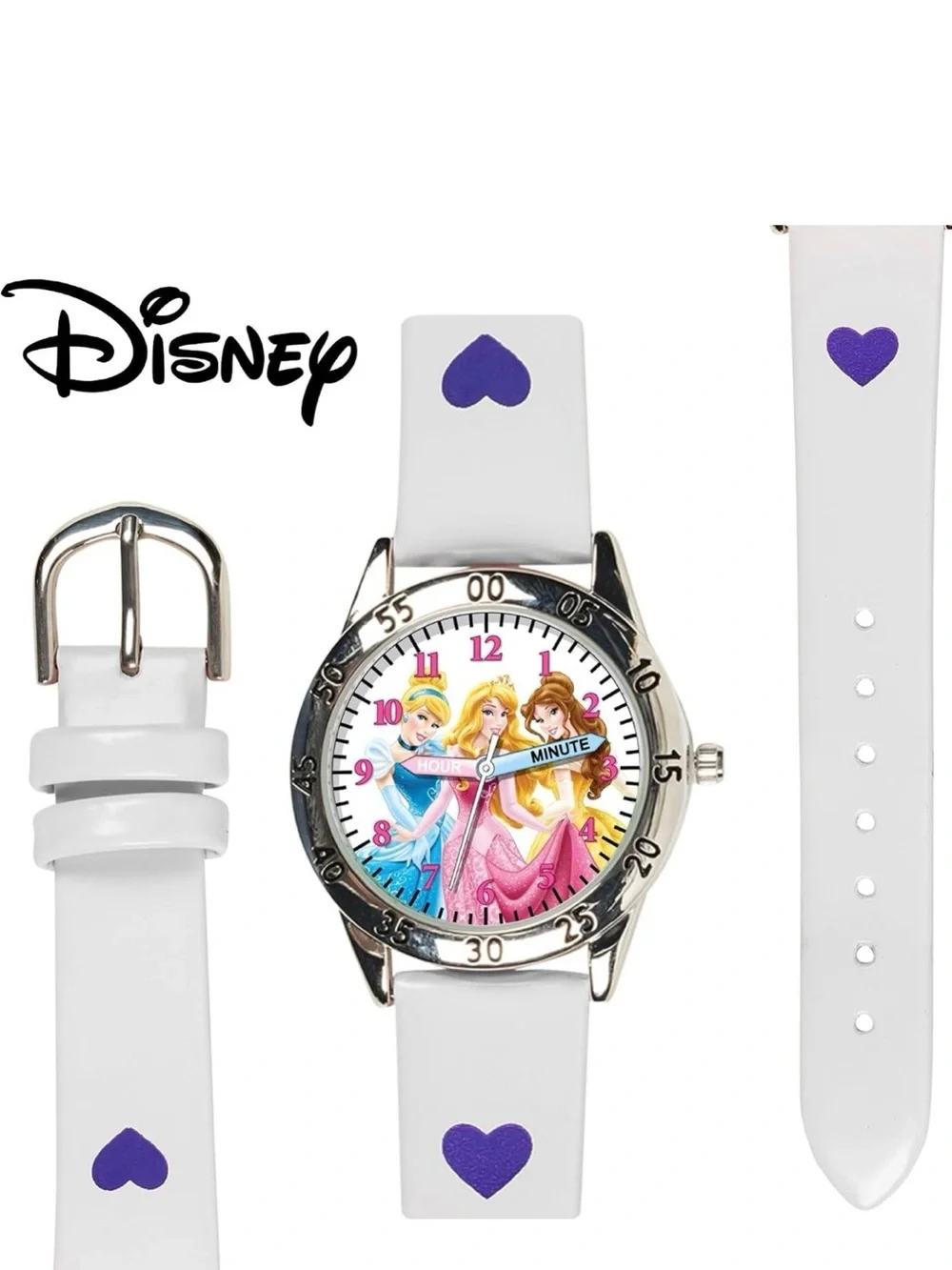 Disney Princess Time Teacher Watch for Kids – Easy Analog Time (New Battery)